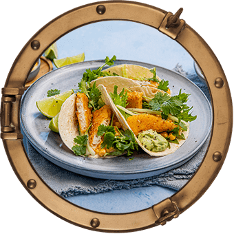 FISH &amp; CHIPS MED ERTEPURÉ OG REMULADE