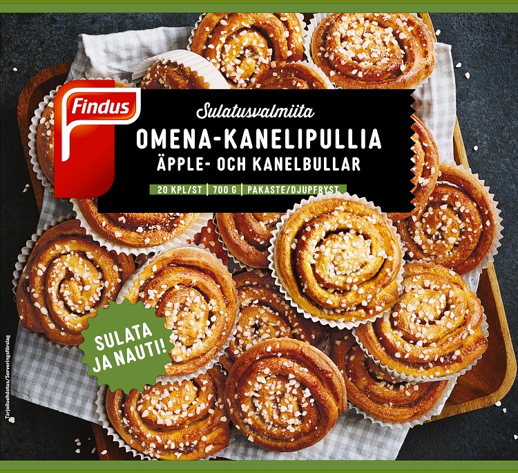 Valmiiksi paistetut omena-kanelipullat